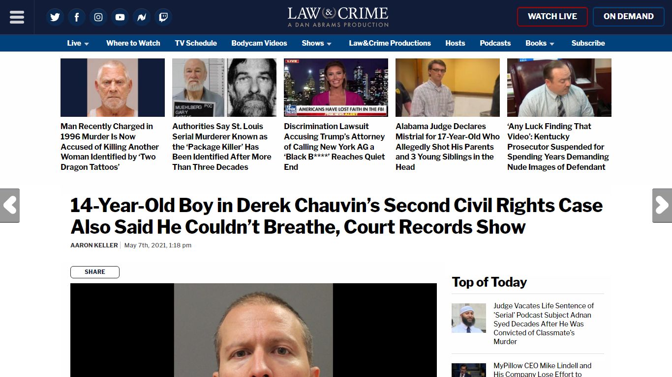 Derek Chauvin Indicted for 2017 Incident with 14-Year-Old - Law & Crime